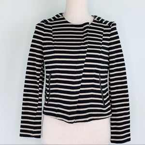 Loft Black and Tan Stripe Zip Up Jacket Sz MP